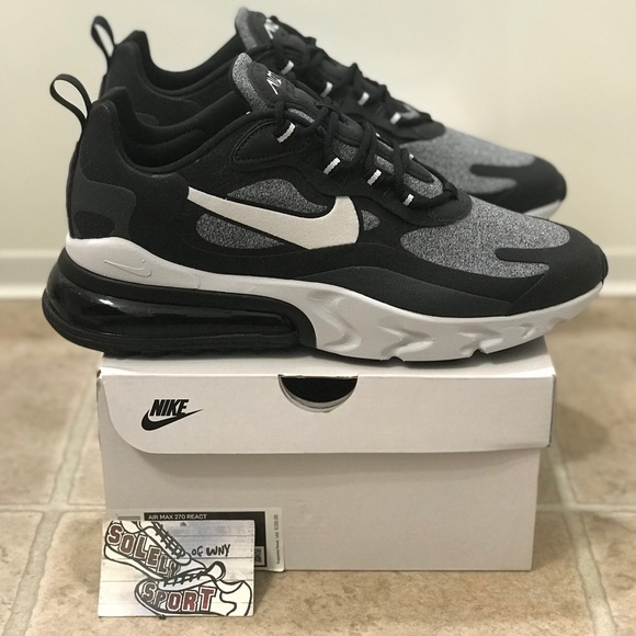 NEW Nike Air Max 270 React Black White Running 720 - Picture 2 of 7